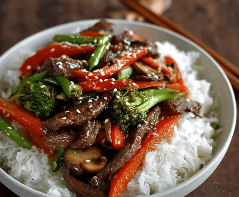 Quick and easy 30-minute beef stir fry with colorful vegetables served on a plate