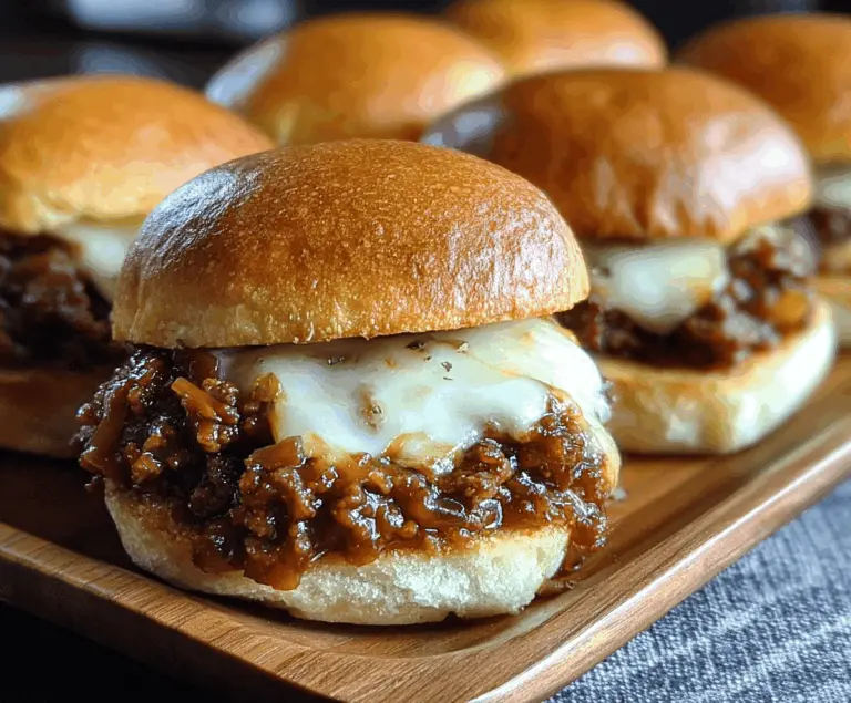 Delicious French Onion Beef Sloppy Joes topped with melted cheese, served on a bun with caramelized onions and savory beef filling.