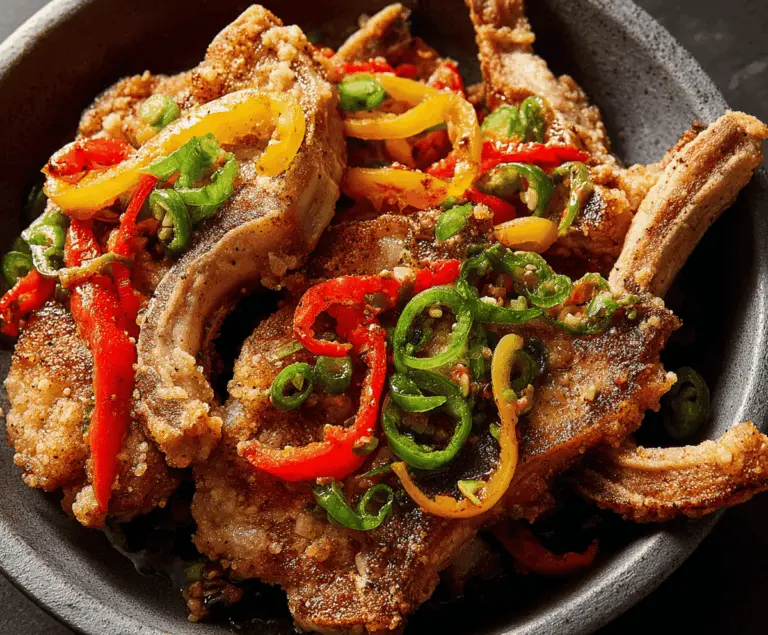 Juicy salt and pepper seasoned pork chops cooked to perfection, served with a side of fresh vegetables