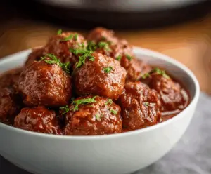 Sweet Crockpot Chili Meatballs