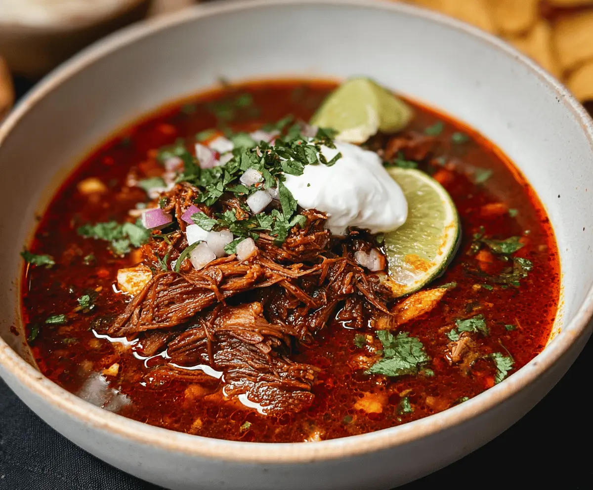 Authentic Mexican Birria by EveryBiteTells Rich and tender Mexican birria served with tortillas, onion, and lime