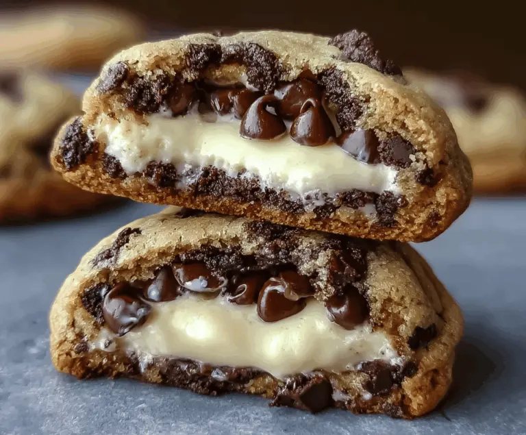 Delicious chocolate chip cookies filled with creamy cheesecake, perfect for dessert lovers