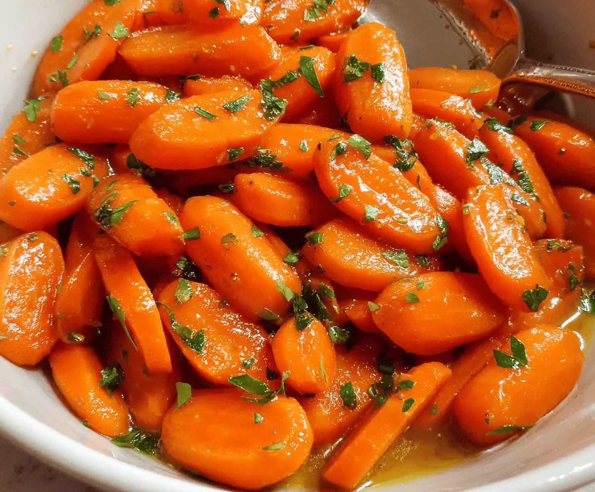 Creamy glazed carrots garnished with fresh herbs, perfect for a flavorful side dish.