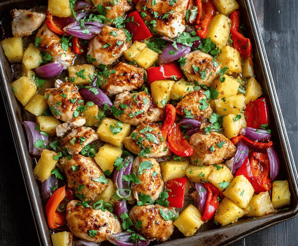 Easy Hawaiian Chicken Sheet Pan Dinner