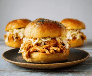 Slow Cooker Hot Honey Chicken Sandwiches