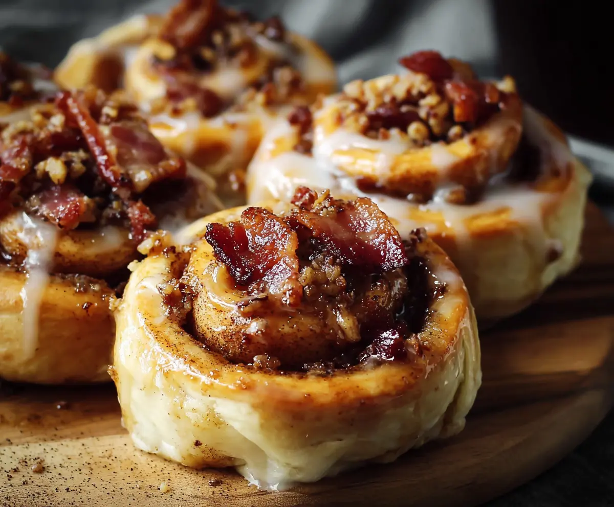 Sweet Bourbon Maple Bacon Cinnamon Rolls