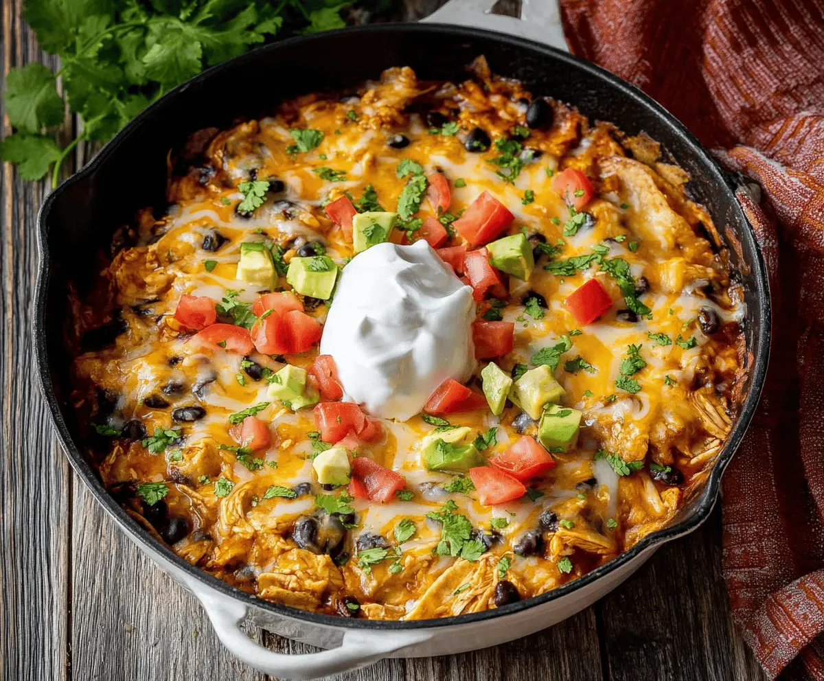 Easy Chicken Black Bean Enchilada Skillet