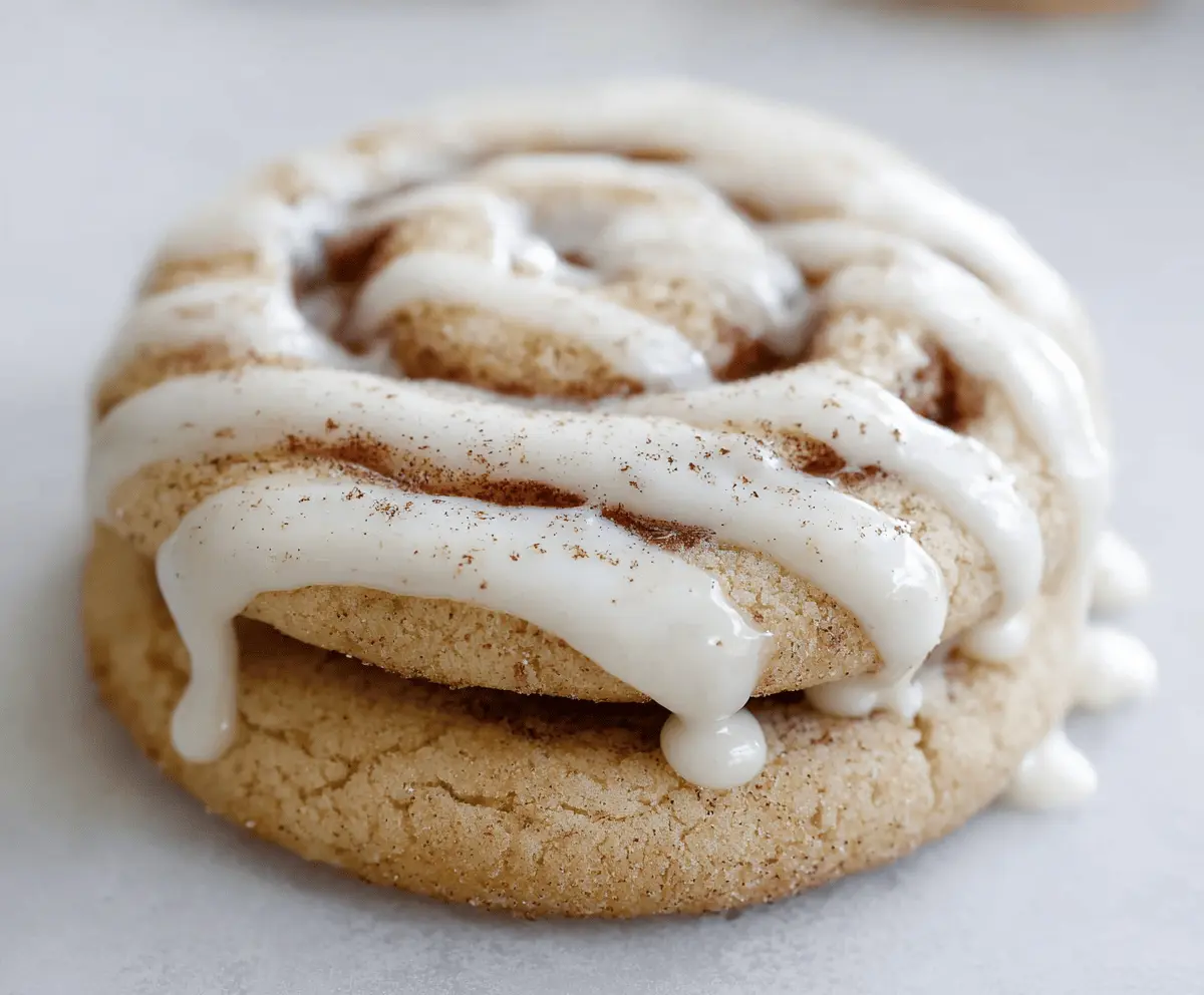 Delicious cinnamon roll cookies with swirls of cinnamon and icing on top