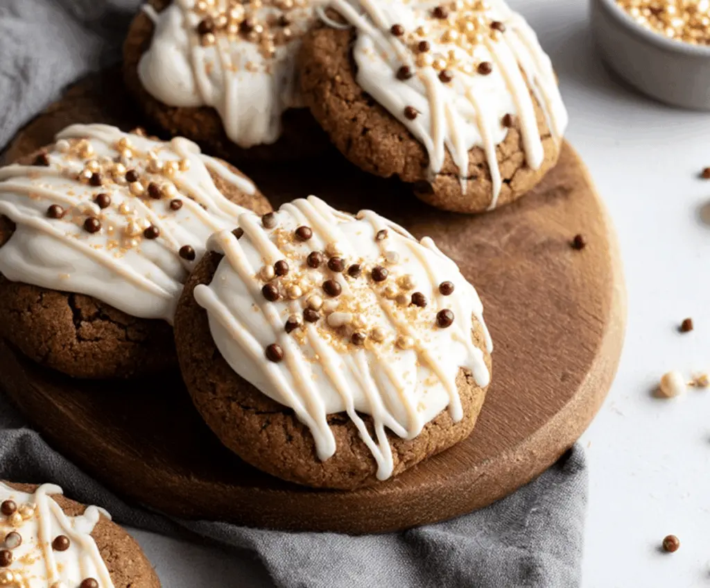 Delicious CRUMBL gingerbread cookies with festive spices and a sweet glaze.