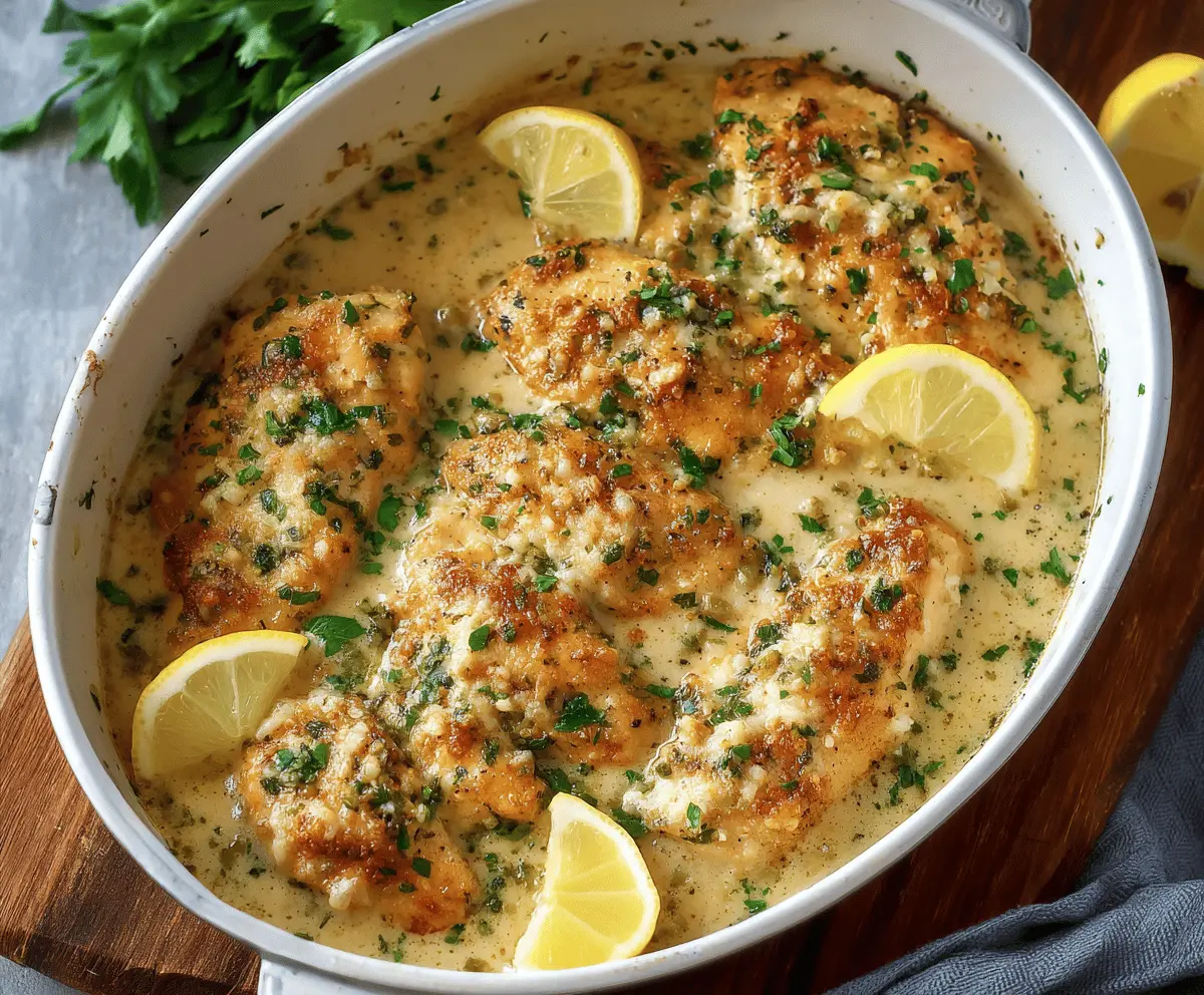 Delicious Garlic Parmesan Chicken Bake with crispy golden crust and melted cheese, served on a plate.