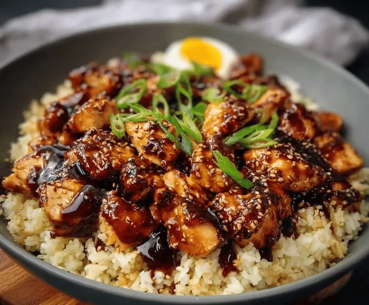Delicious Honey BBQ Chicken served with flavorful rice on a white plate.