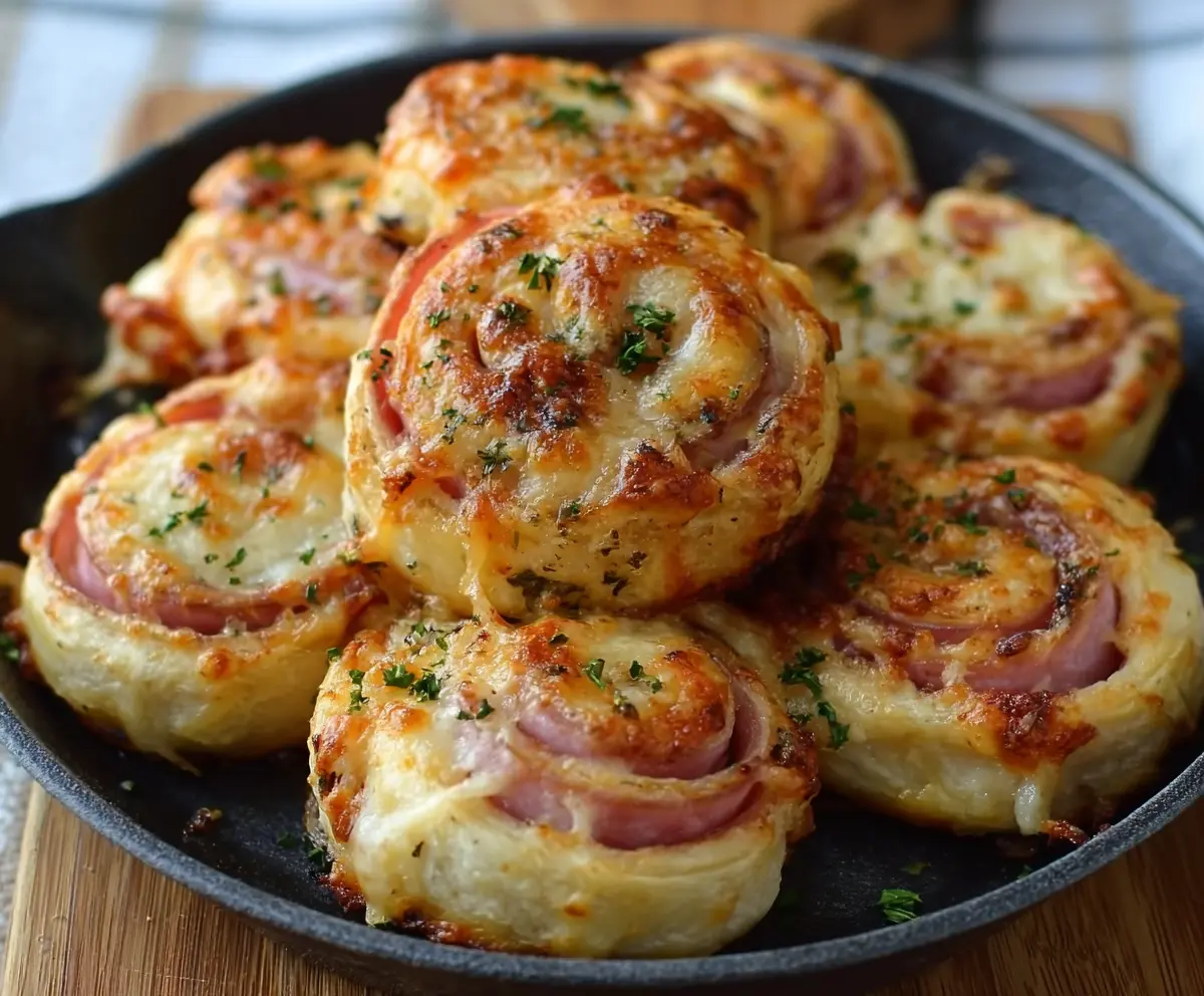 Easy Hot Ham & Cheese Pinwheels