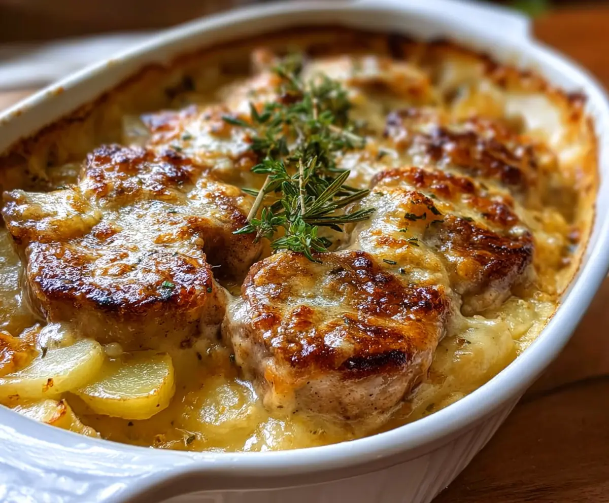 Easy Smothered Pork Chop & Potato Casserole