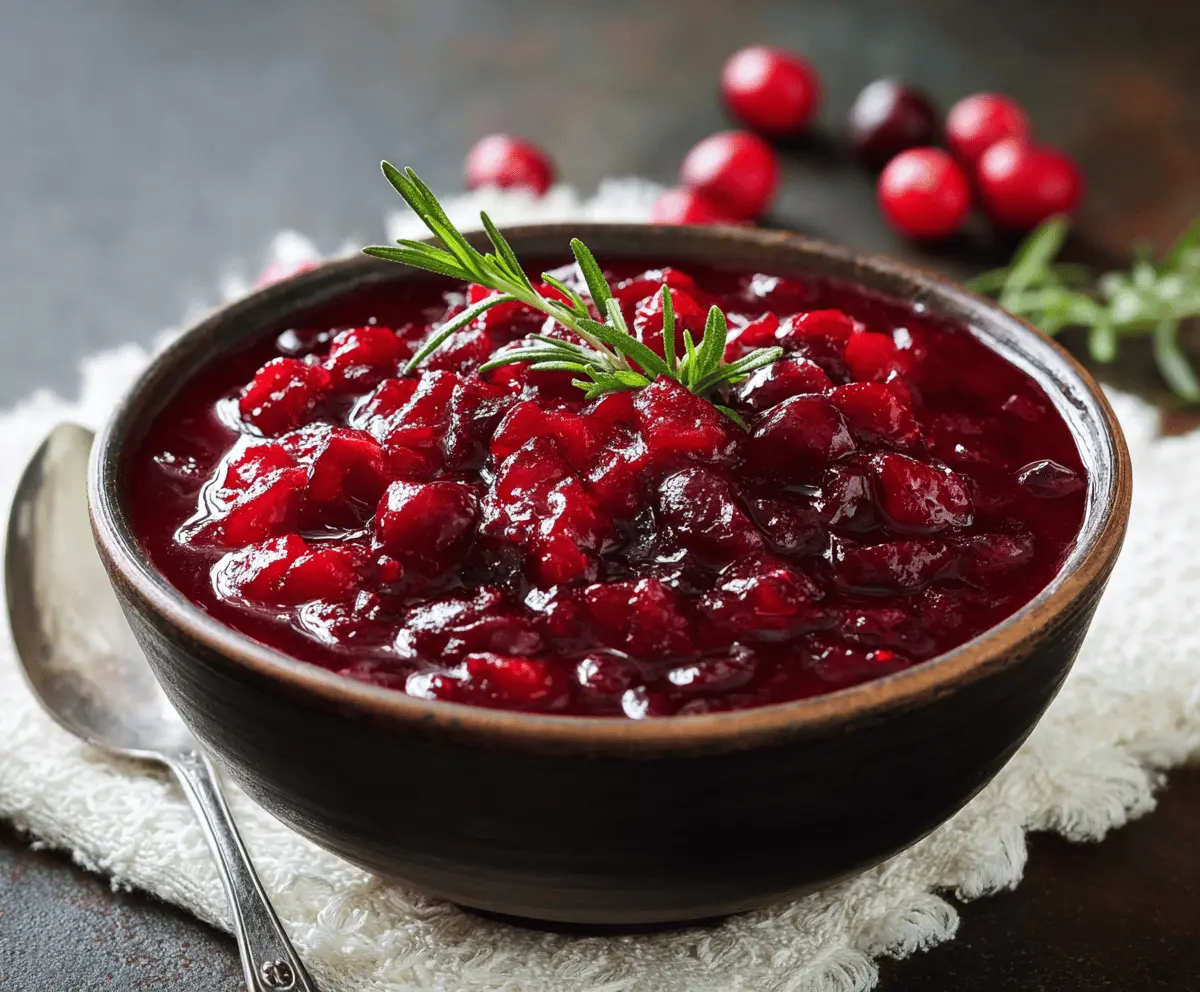 Delicious homemade Christmas cranberry sauce in a bowl, perfect for holiday dinners.