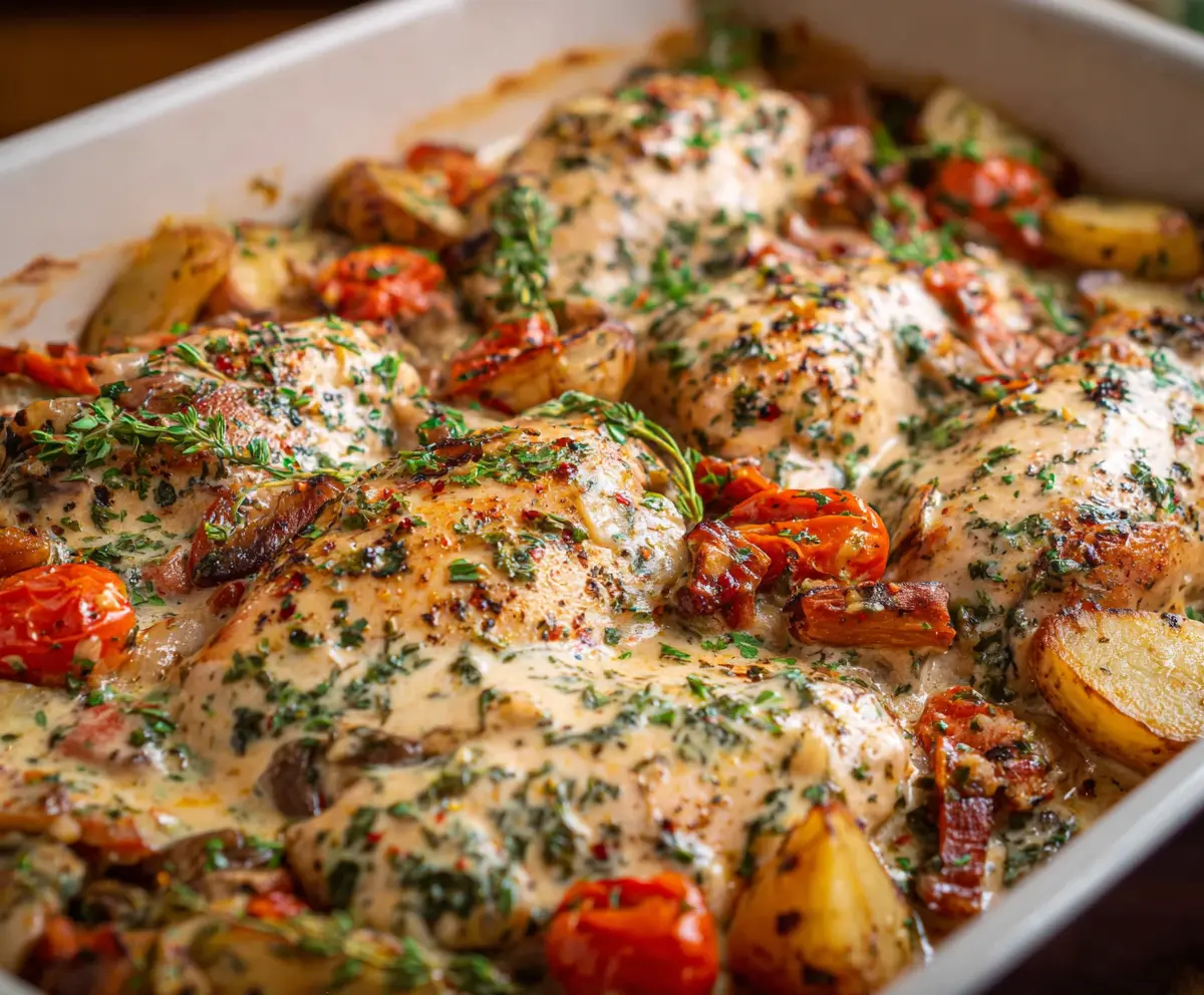 Easy Baked Tuscan Chicken Casserole