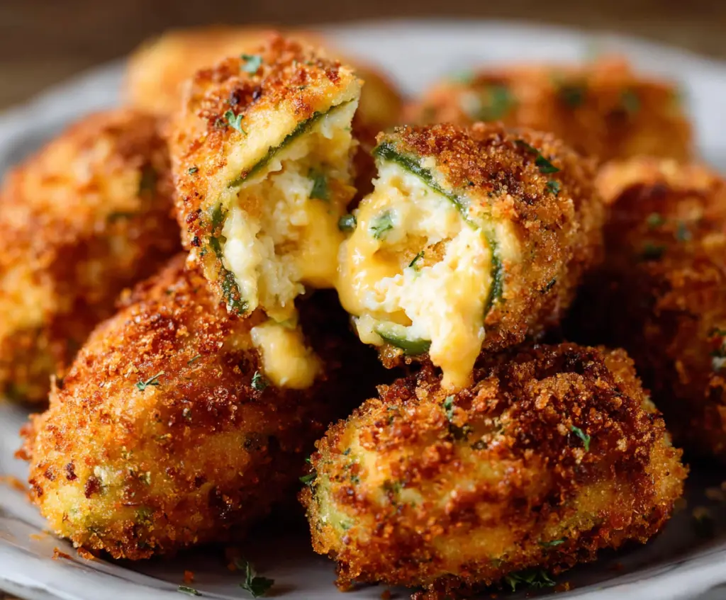 Delicious cheesy jalapeño poppers filled with melted cheese and spicy jalapeños, perfect as an appetizer.