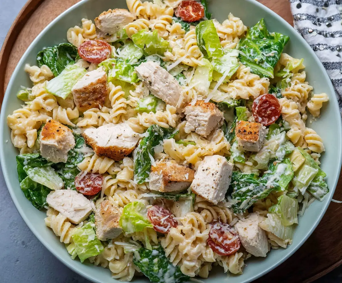 Easy Chicken Caesar Pasta Salad