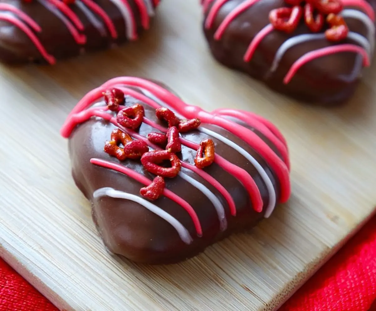 Chocolate-Dipped Strawberry Pretzel Hearts