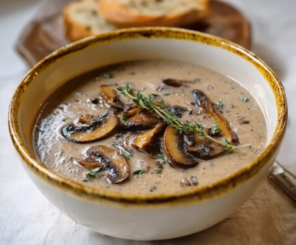 Easy Creamy Mushroom Thyme Soup