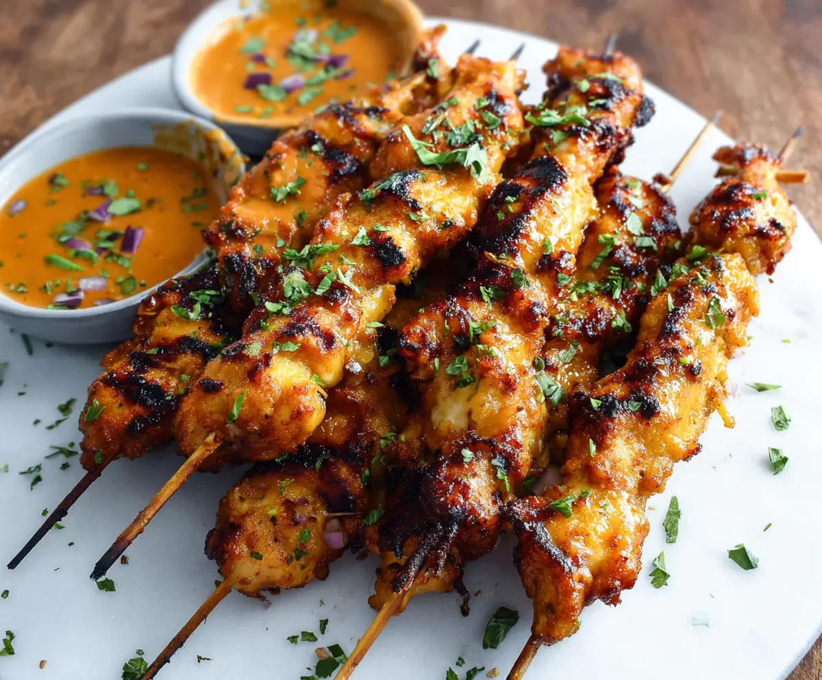 Crispy Bang Bang Chicken Skewers with a golden, crunchy coating served on a plate.