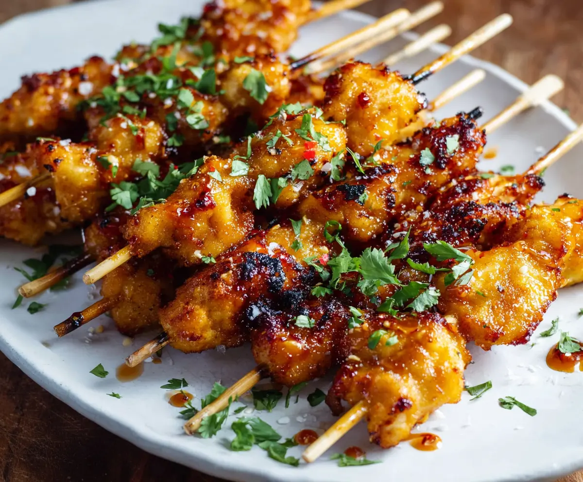 Crispy Bang Bang Chicken Skewers
