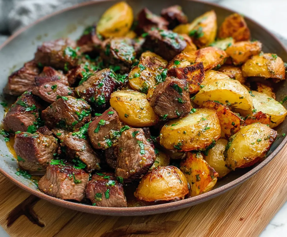 Garlic Butter Steak Bites & Crispy Potatoes