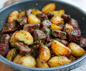 Garlic Butter Steak Bites with Crispy Potatoes