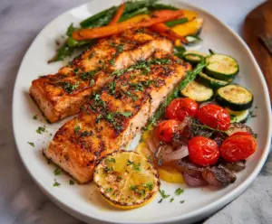 Grilled Salmon with Roasted Vegetables