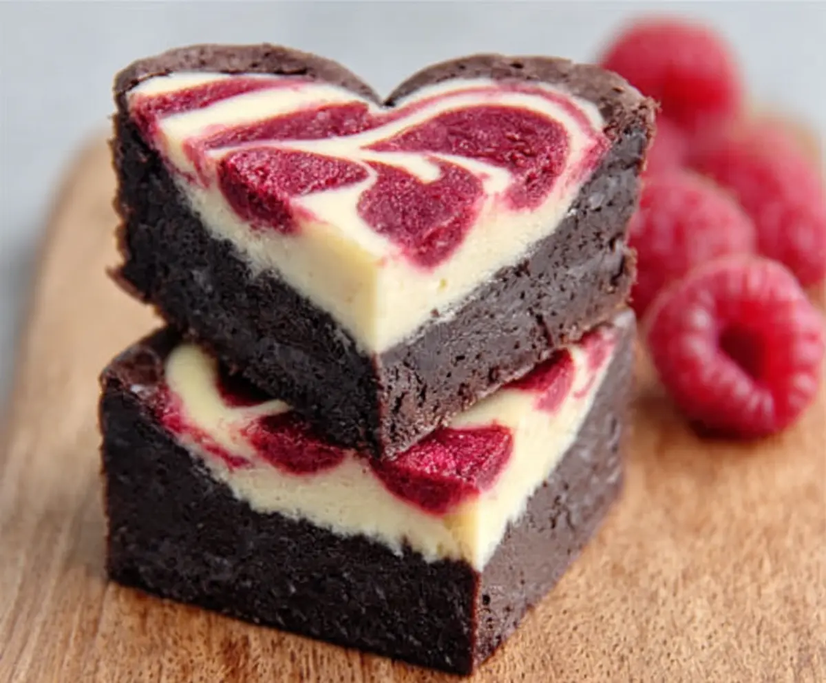 Heart-Shaped Raspberry Cheesecake Brownies