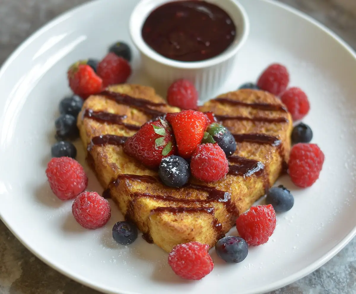 Heart-Shaped French Toast with Berry Sauce