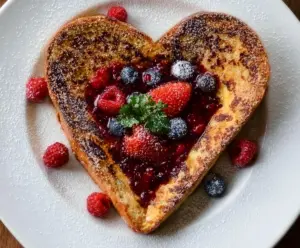 Heart-Shaped French Toast with Berry Compote