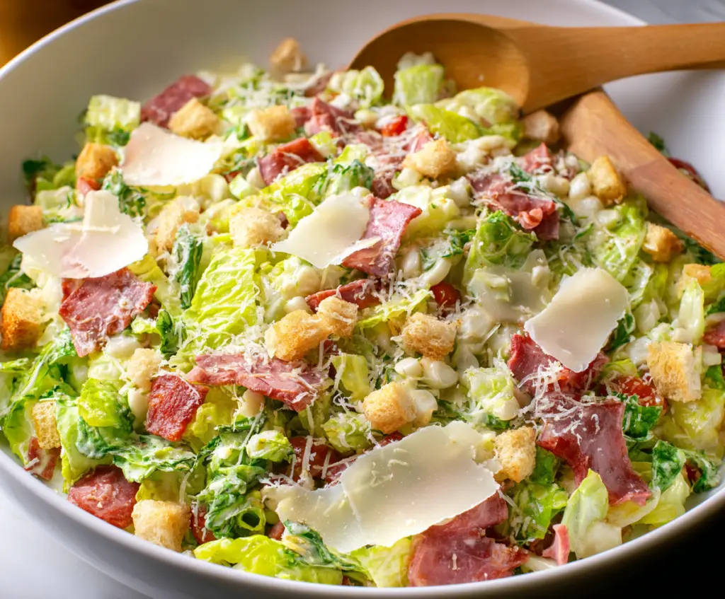 Fresh La Scala Chopped Salad with colorful vegetables and herbs in a bowl.