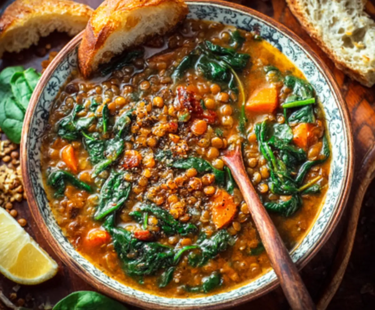 Easy Lentil Spinach Soup Recipe