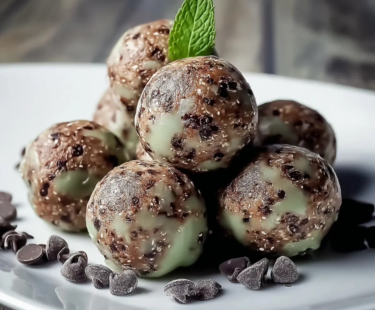 Easy Mint Chocolate Chip Protein Balls
