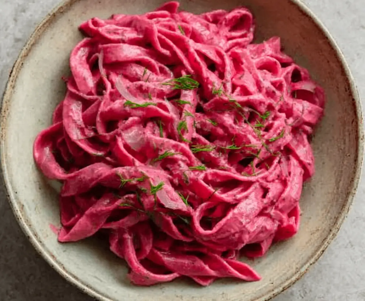 Creamy Pink Beet Pasta Recipe
