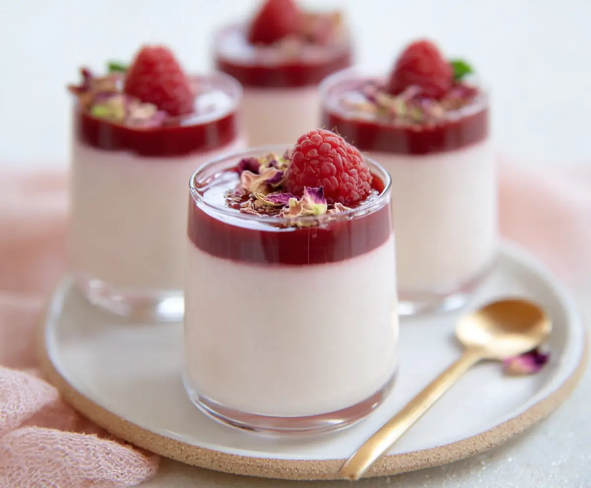 Easy Raspberry Rose Panna Cotta Cups