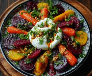 Roasted Beets and Carrots Salad with Burrata