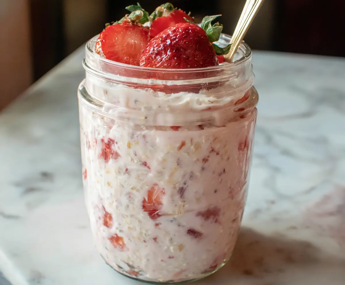 Easy Strawberries & Cream Overnight Oats