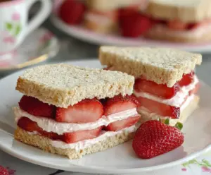 strawberry cream cheese tea sandwiches