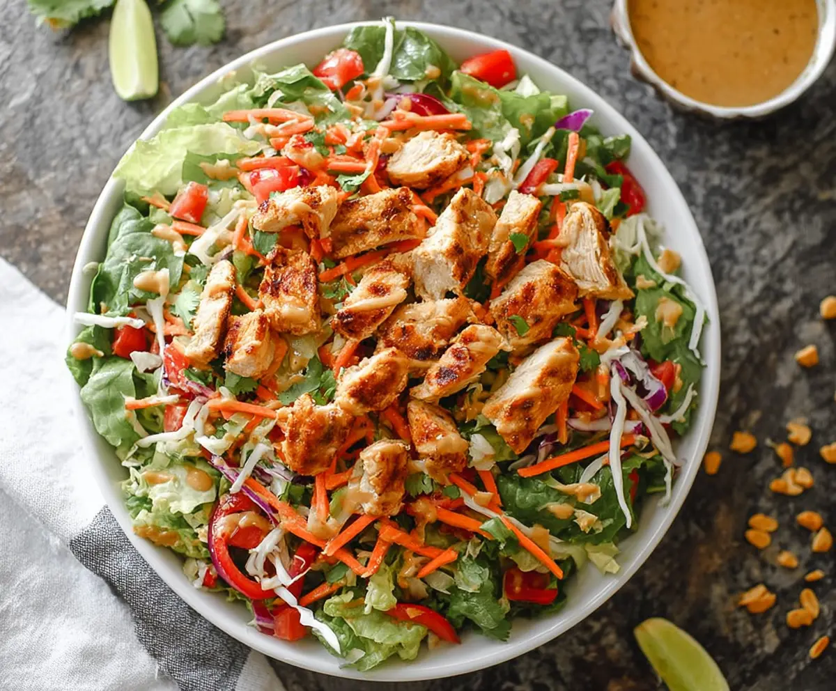 Easy Thai Chicken Salad with Peanut Dressing