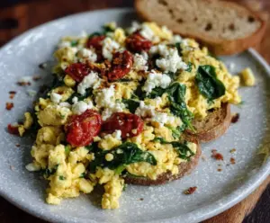 Tofu And Spinach Breakfast Scramble with Feta