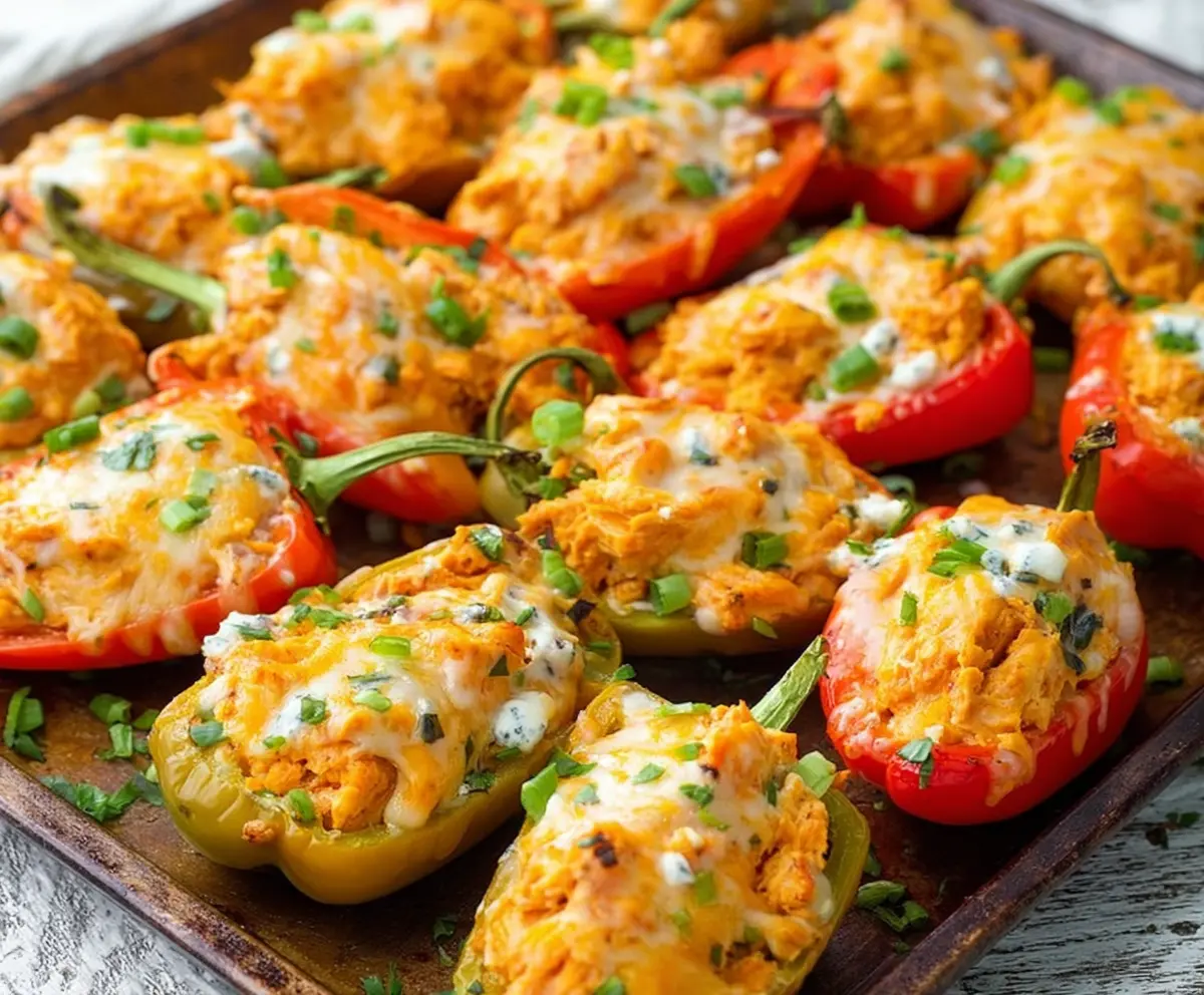 Easy Buffalo Chicken Dip Mini Peppers