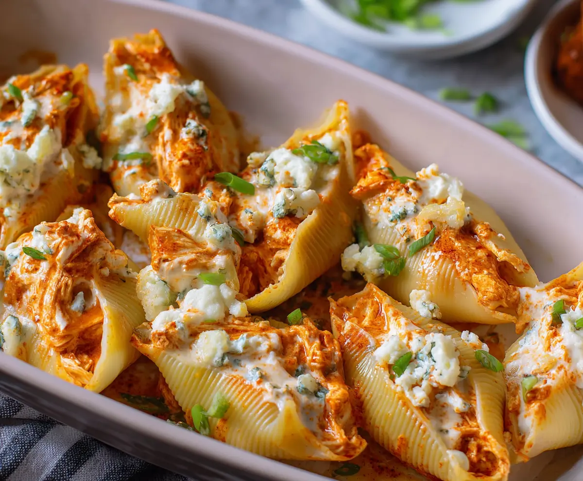 Easy Buffalo Chicken Stuffed Shells