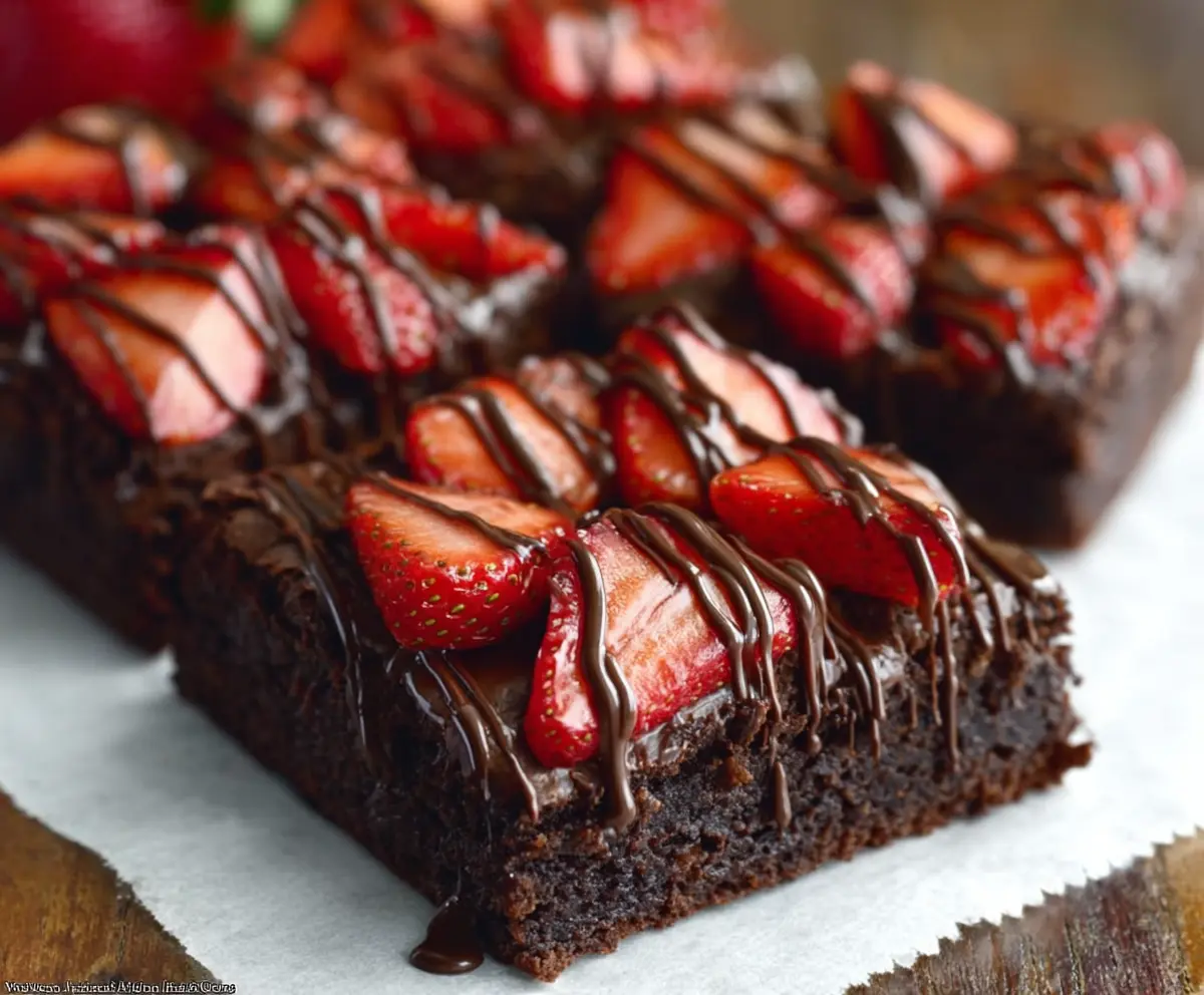 Delicious Chocolate Covered Strawberry Brownies