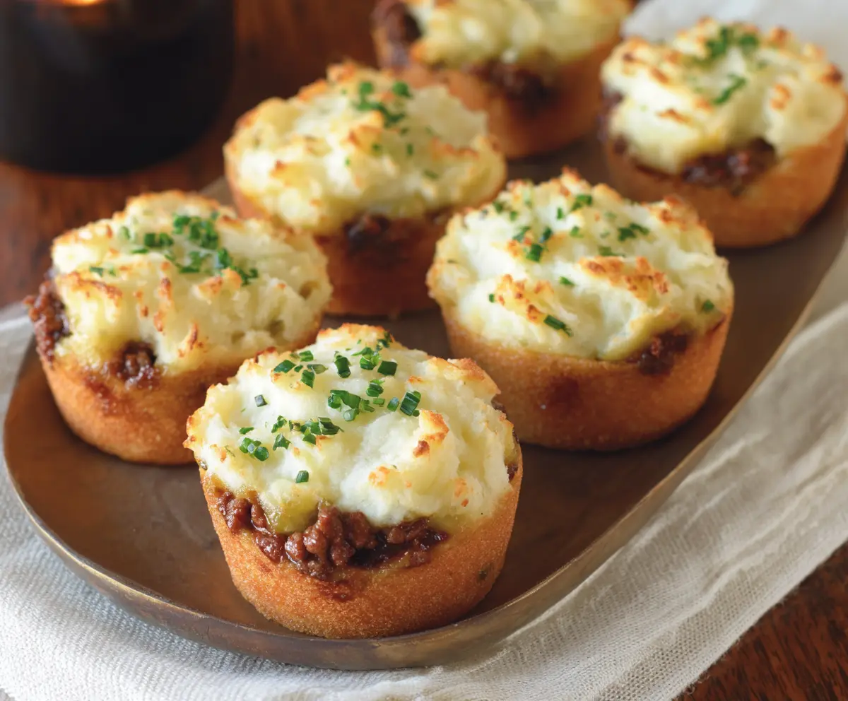 Mini Shepherd's Pies served on a festive St. Patrick's Day plate, perfect for celebrating with traditional Irish comfort food.