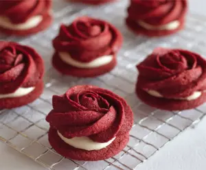 Red Velvet Rose Sandwich Cookies