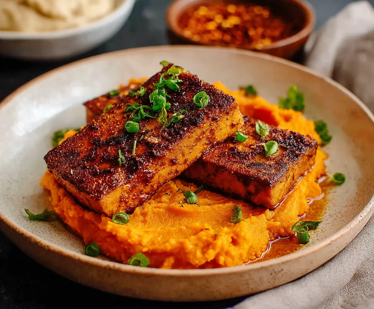 Smoky Tofu Steak & Sweet Potato Mash