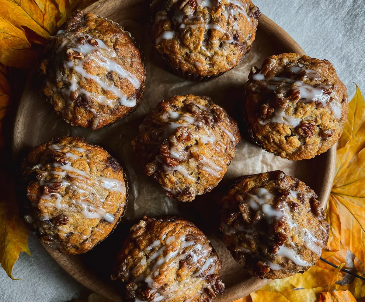 Delicious Sourdough Fall Muffins with walnuts and cinnamon on a rustic plate