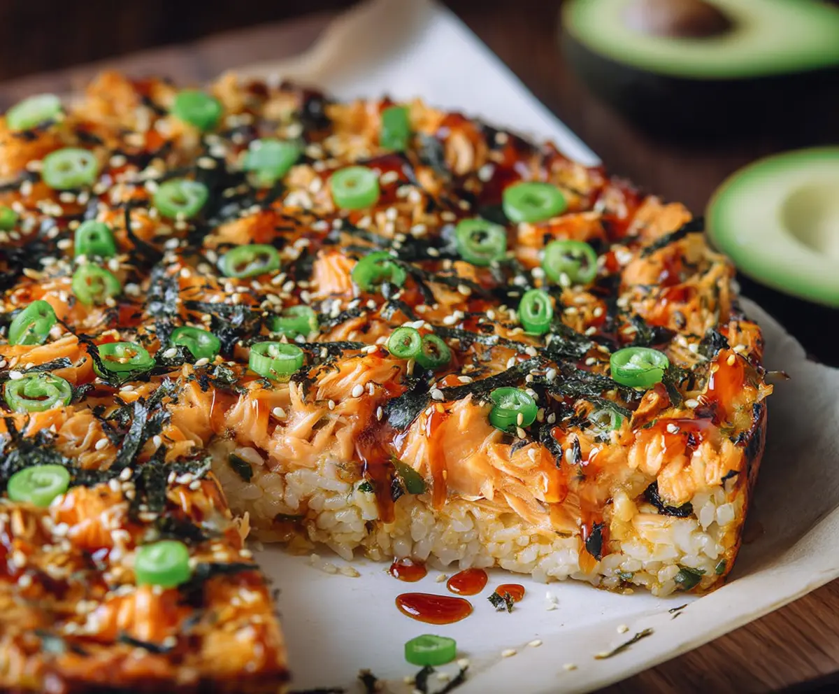 Easy Spicy Salmon Sushi Bake