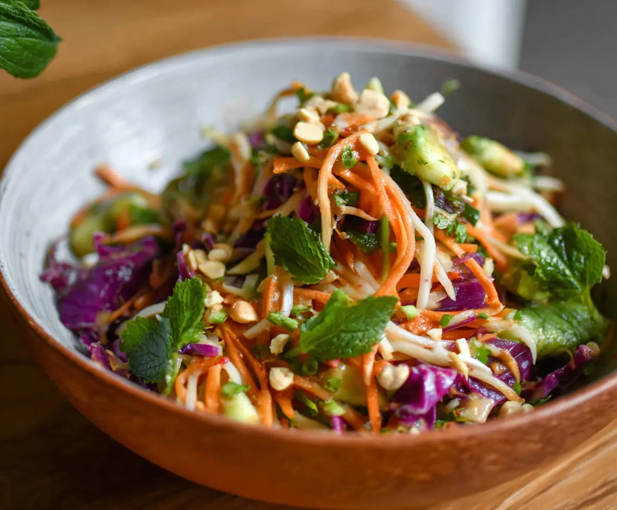 Easy Spring Roll Salad with Peanut Sauce